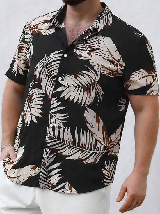 Other - Tropical Leaf Print Button Front Shirt – Size Large